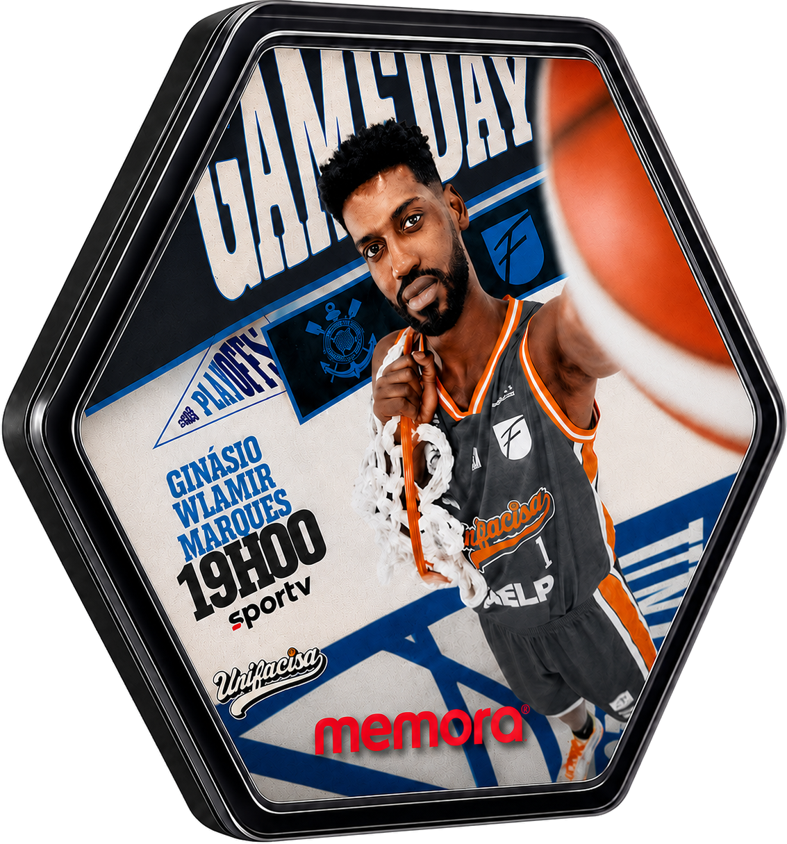 Token hexagonal Memora do jogo Unifacisa x Corinthians